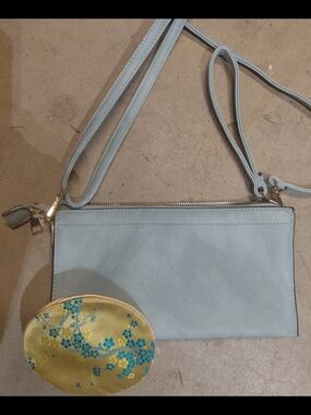 Robin's Egg Blue Vegan Leather Crossbody Bag  Shoulder Purse/Wallet/Wristlet